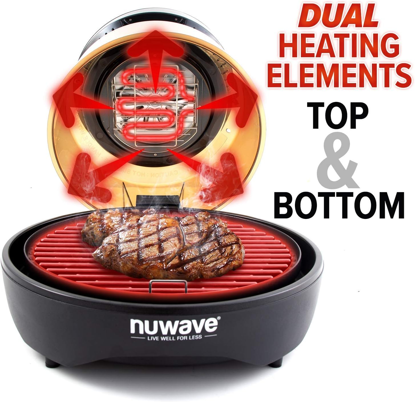 Nuwave Primo Grill Oven PFAS Free Countertop Oven with Convection Top & Grill Bottom, Smart Thermometer, Perfect for Cooking Frozen or Fresh with Surround Heat for Flawless Results