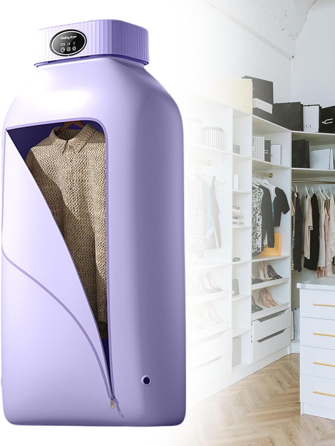 Electric Laundry Dryer, Compact Drying Machine with 1.5m Power Cord, 360° Cycle Drying Desig, Suitable for Drying Shirts, T-Shirts, Shorts, Socks - Foldable Electric Dryer,Purple