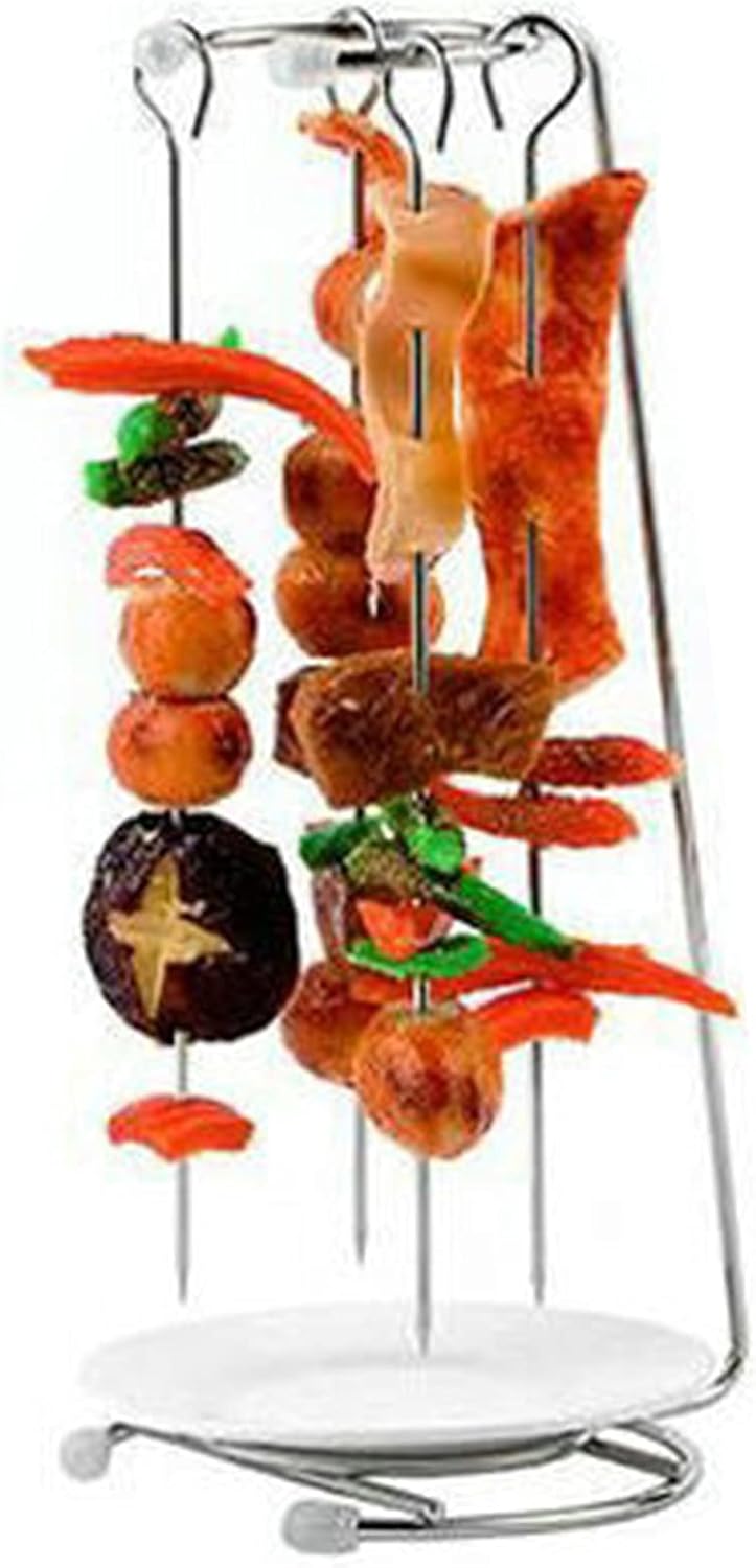 Stainless Steel BBQ Kabob Skewers Stand Vertical Skewer Rack Holder Set with 4 Grilling
