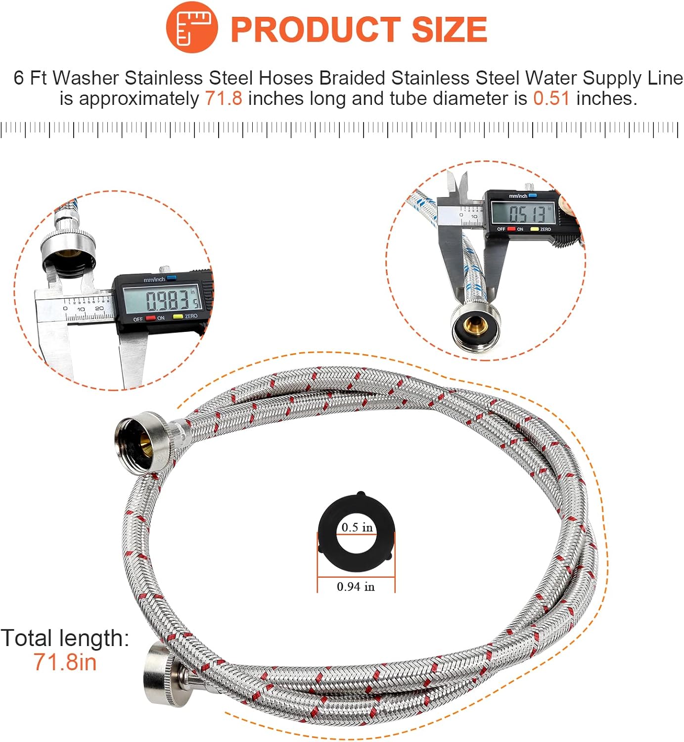 Beaquicy 6 Ft Washer Stainless Steel Hoses Braided Stainless Steel Water Supply Line & KSTK1 Washer Dryer Stacking Kit 27-inch for LG Laundry Washing Machine or Dryer
