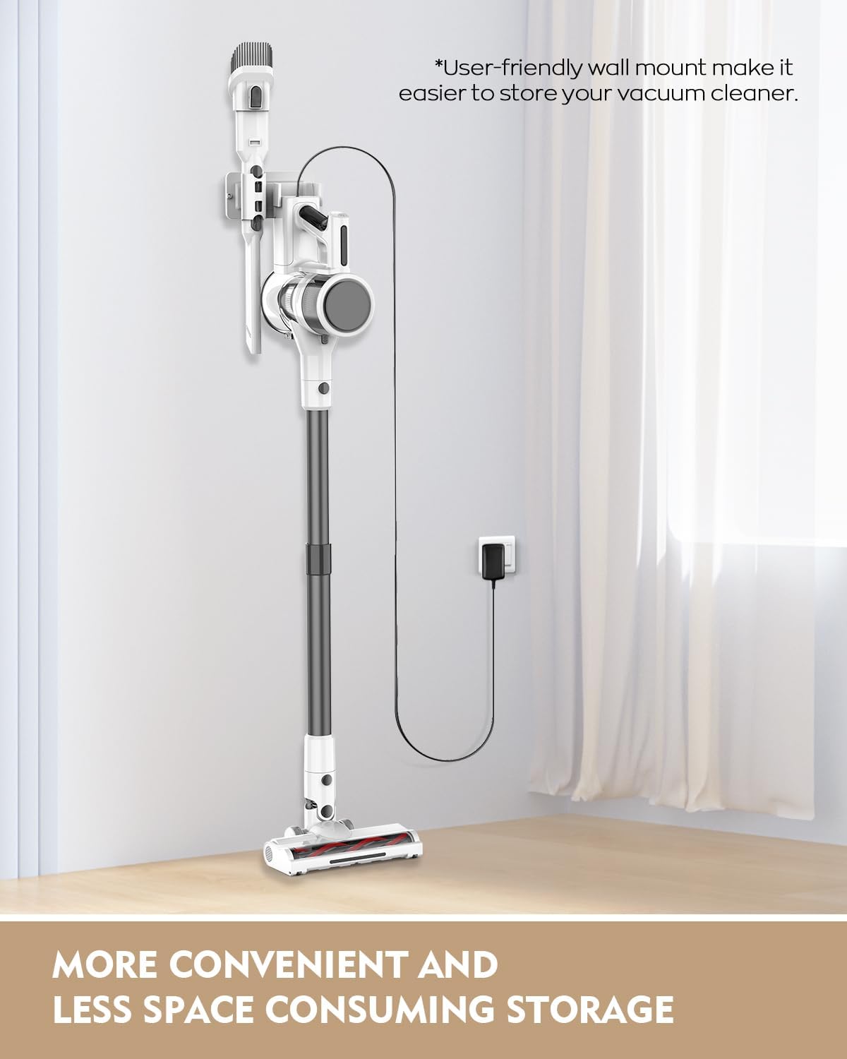 Cordless Vacuums, 80,000PRM Powerful Motor Vacuum Cleaner and 2200mAH Rechargeable Battery up to 35 Mins Worktime, 2 Adjustable Modes, Detachable Parts, Wireless Stick Vacuum (Night White)