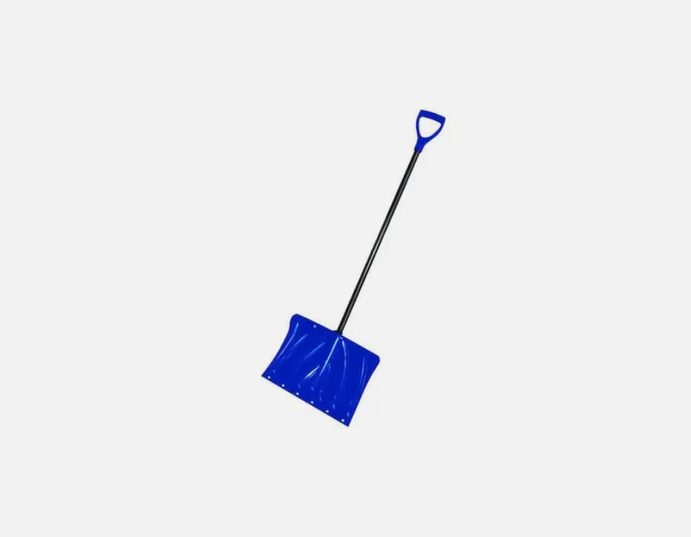 Snow Shovel, 18 in W X Plastic, Steel Blade, 37 in L Steel Handle, 21Ac99