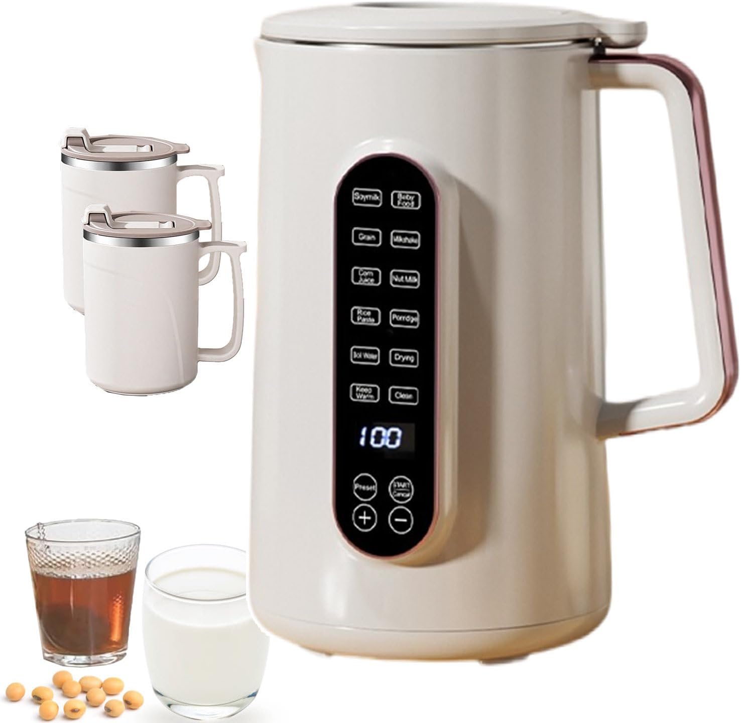 Nut Milk Maker Pro Electric Kettle with 2 Tea Cups, Soybean Oatmeal Maker Machine 1.5L for Cold Drinks, Tea Milk Machine Blender for Soy Milk, Juice, Porridge, Rice Paste, 800W