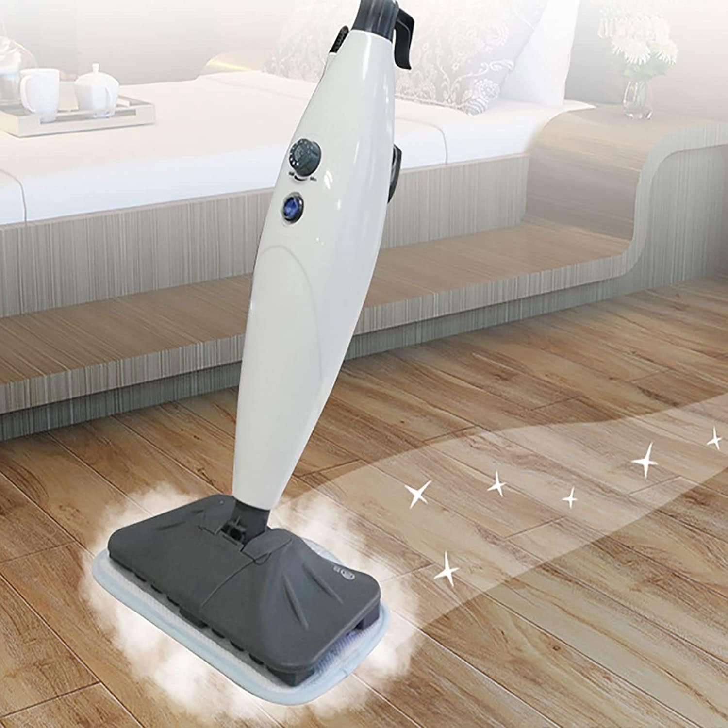 Steam Mop Cleaner Handheld Steam Cleaner Floor Steamers for Hardwood Laminate Tile Floor Multi-Functional Steam Mops (White)