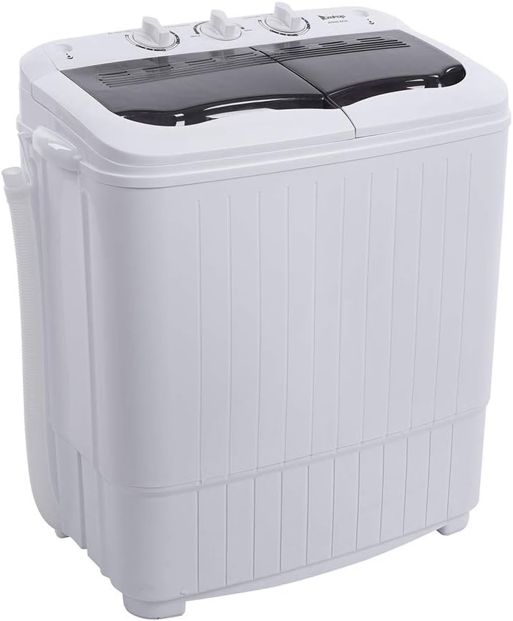 Compact Mini Twin Tub Washing Machine, Portable Laundry Washer w/Wash and Spin Cycle Combo, Built-in Gravity Drain, 14lbs Capacity for Camping, Apartments, Dorms, College Rooms, RV’s and more