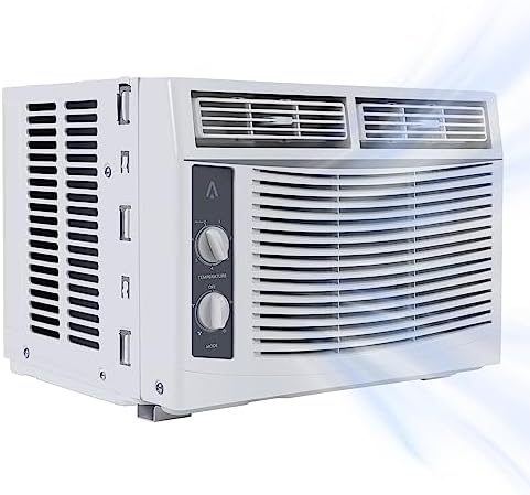 5,000 BTU Window Air Conditioner Unit for Small Rooms Up to 150 Sq Ft. with Manual Adjustable Fan and Cooling Settings, Perfect for Small Bedroom or Living Room, Easy Install Kit Included