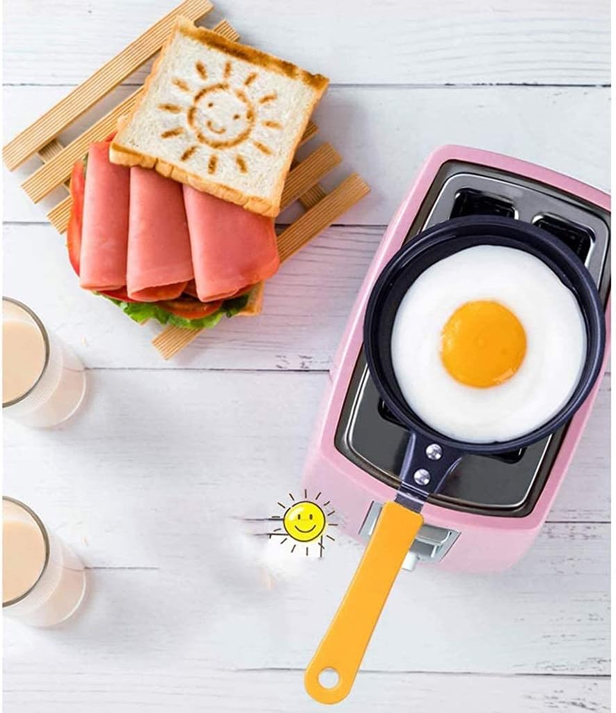 600W Small Bread Toaster Automatic Fast Heating Machine Breakfast Sandwich Baking Household Appliance (Color : Blue) (Pink)