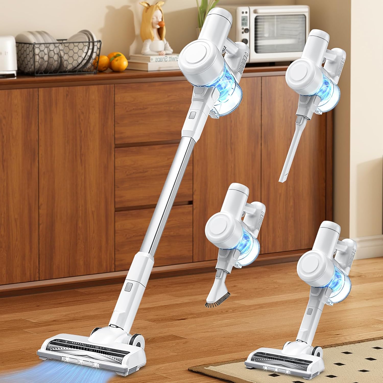 Sweetcrispy Stick Cordless Vacuum Cleaner Electric Rechargeable Vac Handheld with LED, Up to 45 Minutes, Powerful Suction, Versatile for Carpet, Hard Floor, Pet Hair