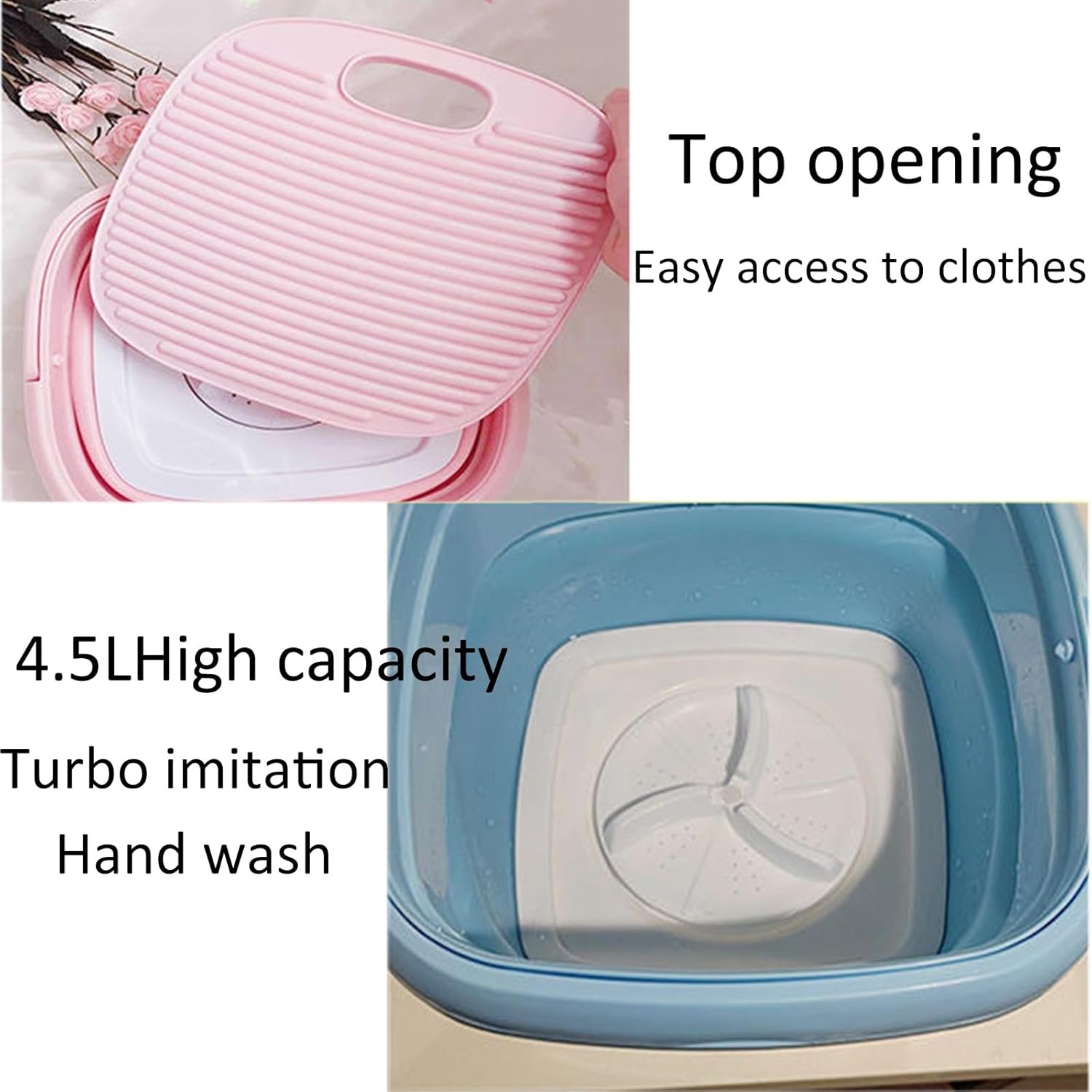 Portable Washing Machine, Mini Washing Machine Foldable, 4.5l with Drain Basket, for Baby Washing Machine Apartment, Laundry, Camping, Rv, Travel (Color : Pink)