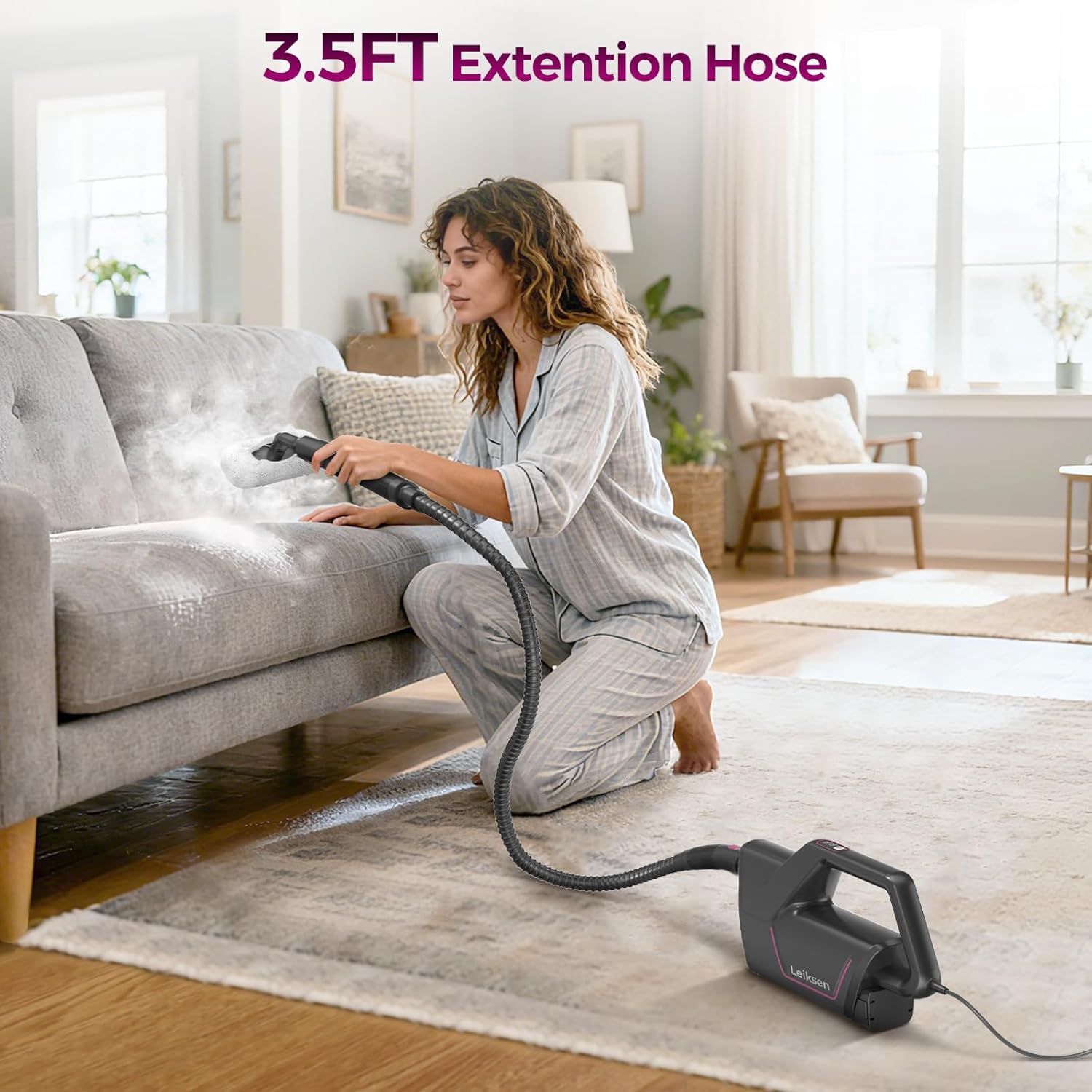 12-in-1 Steam Mop, Steam Cleaner Detachable, Extendable Hose, 23FT Power Cord, 440ml Removable Tank, 260°F Floor Steamer, 3-Level Control, Multi-Purpose for Hardwood, Tile, Grout, Windows, Kitchen