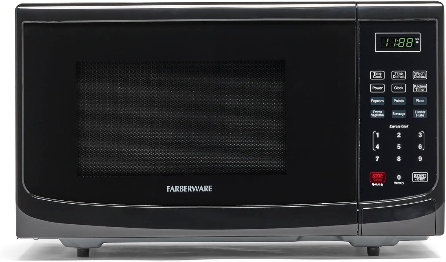 Farberware 0.9 Cu. Ft. Countertop Microwave Oven – 900 Watts Power, Auto Cook Settings, Defrost, Easy Clean and Child Safety Lock - Black