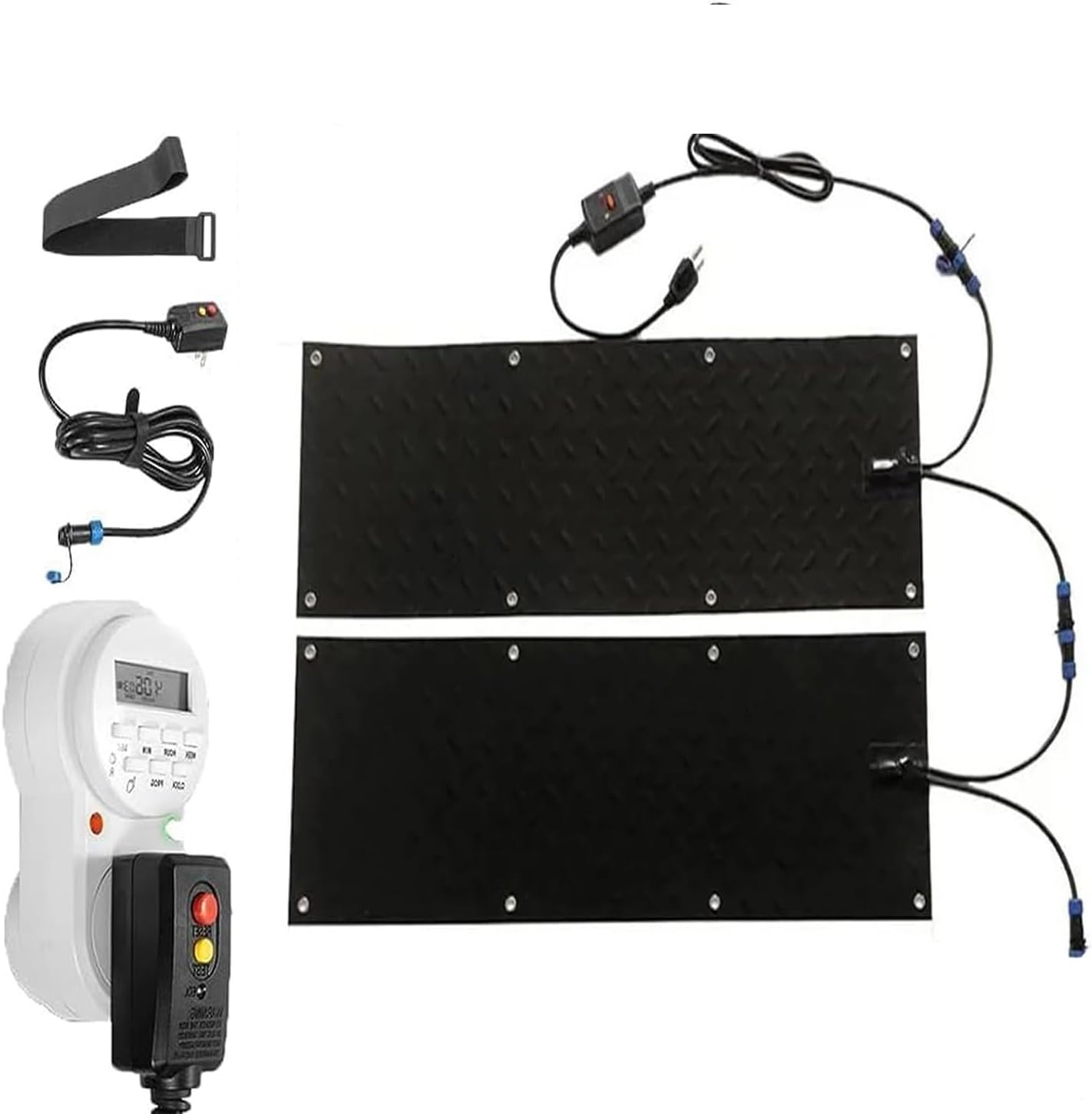 Heated Snow Melting Mats, Outdoor Stairs Heated Driveway Mats with Timer, Snow and Ice Snow Melting Mats Outdoor w/ 9.8FT Power Cord, IPX5 Waterproof, 2 inch/h Melting Rate ( Color : 2 Pcs , Size : 10