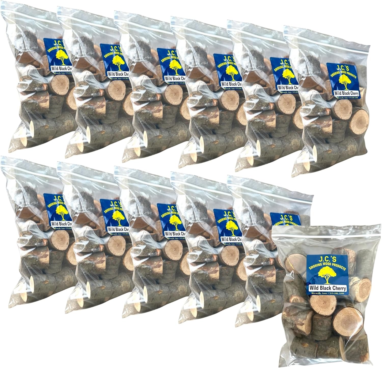 J.C.'s Smoking Wood Chunks - Gallon Sized Bag - Wild Black Cherry 12PK
