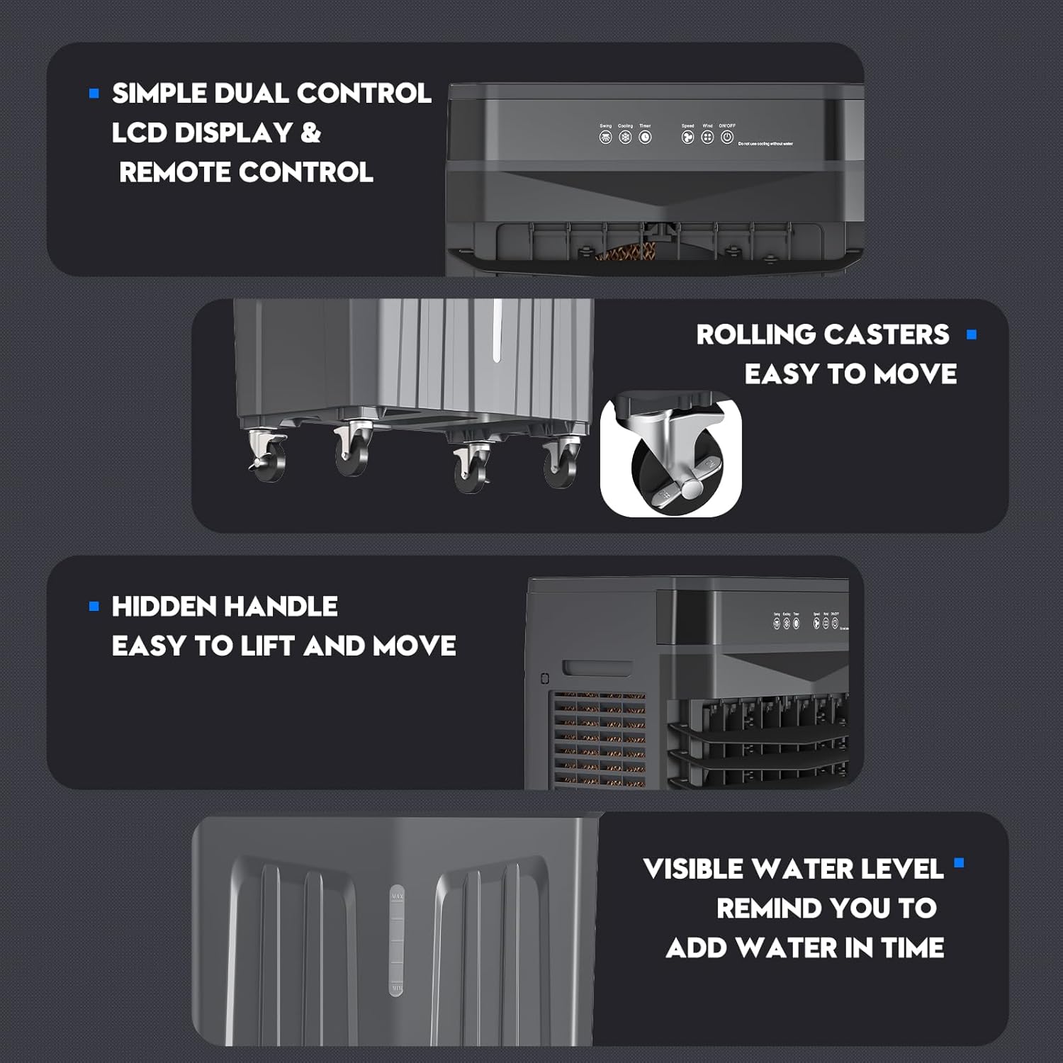 Auertech 2800CFM Swamp Cooler with Remote, 8.2 Gal Evaporative Air Cooler with 12H Timer, 120°Oscillation, 3 Speeds, Indoor Outdoor Portable Swamp Cooler Air Conditioner for Room, Garage