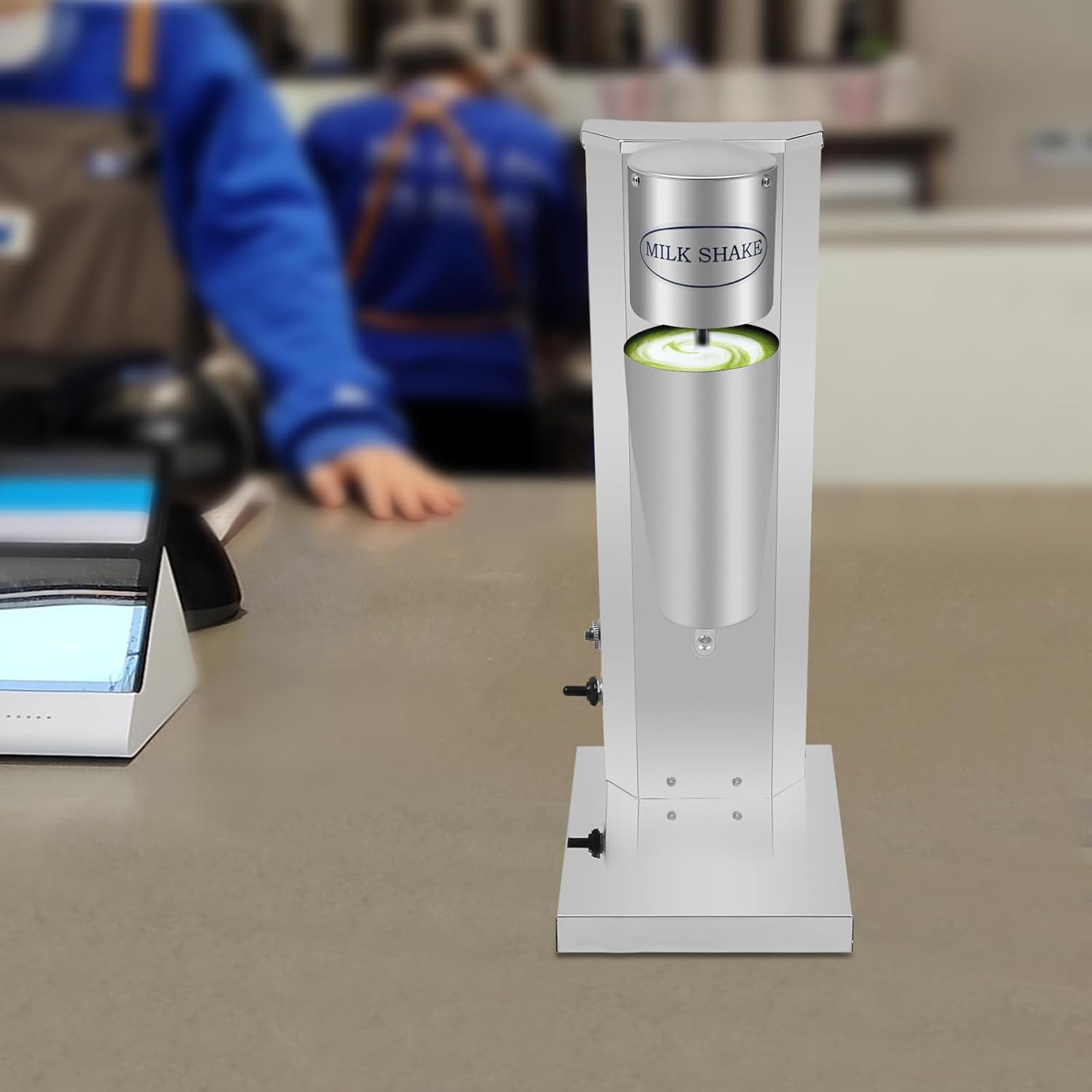 Milkshake Maker Machine, Electric Milkshake Blender Maker Commercial Stainless Steel Milk Shaking Machine Single Head Milk Shaker with Two Types of Cups Electric Drink Mixer(Style 3)