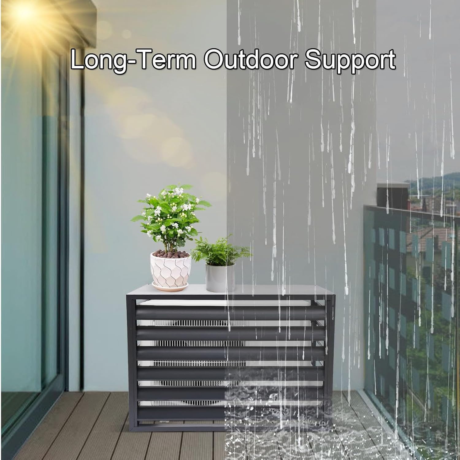 Aluminum Air Conditioner and Heat Pump Cover, Ac Unit Covers Outdoor, Privacy Screens Fence Panels for Air Conditioners Trash Bins(White,110cm)