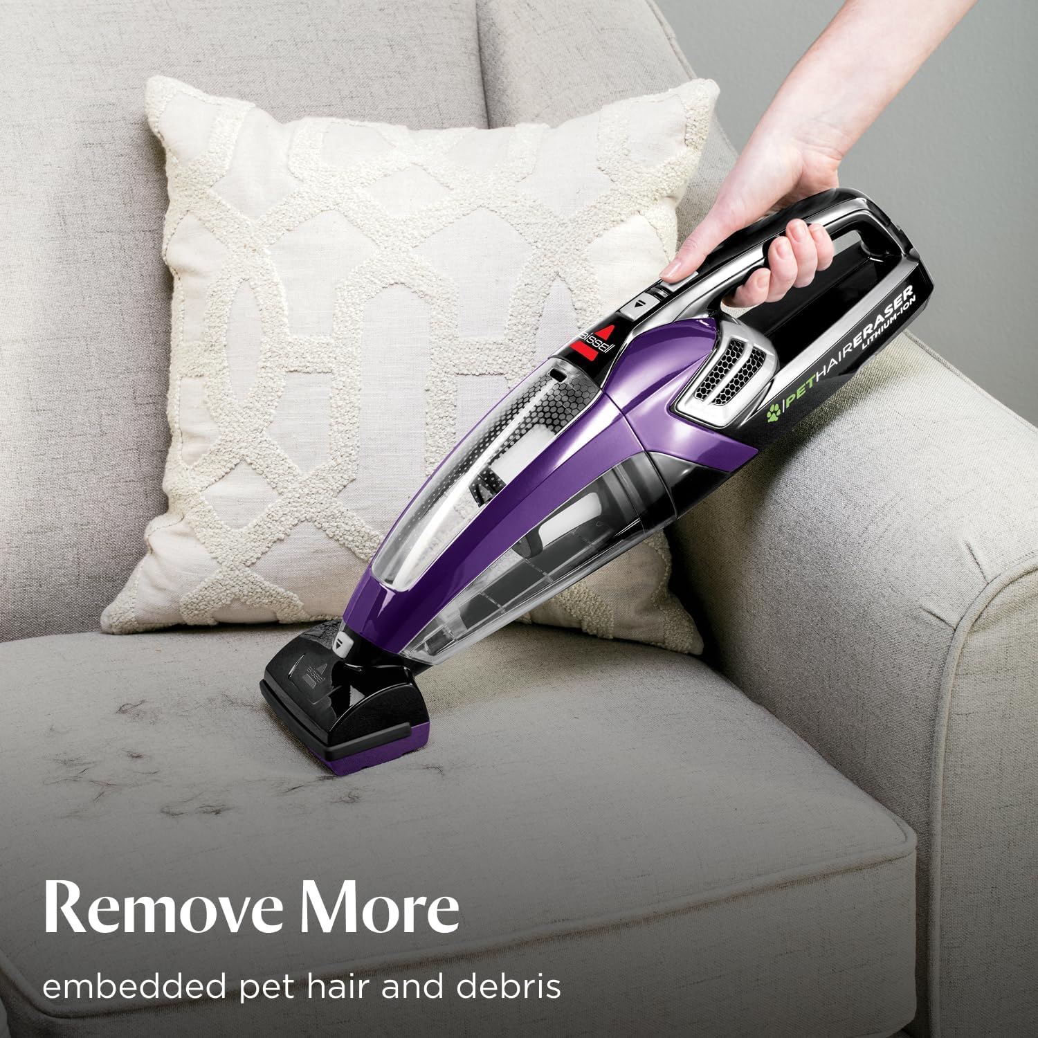 BISSELL Pet Hair Eraser Cordless Hand Vacuum, Lithium Ion, Home, Auto, and Pet Vacuum, Easy-Empty Dirt Bin, Upholstery Tool, Brush Tool, and Crevice Tool Included, 2390A